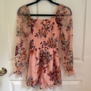 Abercrombie and Fitch Peach Floral Smocked Romper